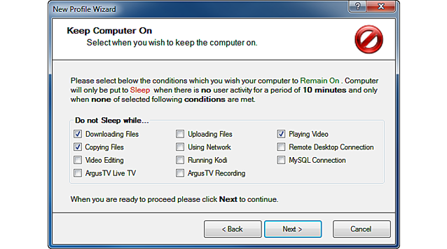 Simple Profile Wizard - Choose when your computer will Remain On